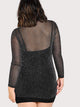 Plus Mock Neck Glitter Mesh 2 In 1 Dress