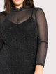 Plus Mock Neck Glitter Mesh 2 In 1 Dress