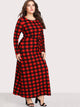 Plus Check Plaid Full Length Dress