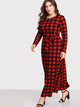 Plus Check Plaid Full Length Dress