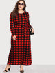 Plus Check Plaid Full Length Dress