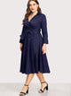 Plus Surplice Neckline Self Tie Circle Dress