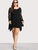 Plus Lace Contrast Sleeve Hanky Hem Dress