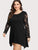 Plus Lace Contrast Sleeve Hanky Hem Dress