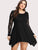 Plus Lace Contrast Sleeve Hanky Hem Dress