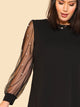 Plus Pearl Beading Mesh Sleeve Dress