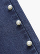 SHEIN Plus Pearl Detail Bleach Wash Jeans