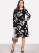  Plus Flower Print Form Fitting Dress