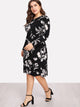  Plus Flower Print Form Fitting Dress