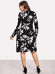  Plus Flower Print Form Fitting Dress