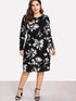  Plus Flower Print Form Fitting Dress