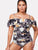 Plus Flower Print Flounce Ruched One Piece Swimsuit