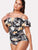 Plus Flower Print Flounce Ruched One Piece Swimsuit