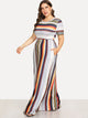 Plus Contrast Striped Hidden Pocket Dress