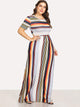 Plus Contrast Striped Hidden Pocket Dress