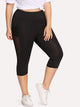 Plus Sheer Mesh Panel Short Leggings