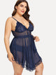 Plus Lace And Mesh Slips With Thong & Shawl