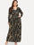  Plus Digital Print Plunging Gown Dress