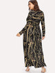  Plus Digital Print Plunging Gown Dress
