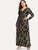  Plus Digital Print Plunging Gown Dress
