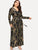  Plus Digital Print Plunging Gown Dress