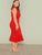  Plus Self Tie Shoulder Ruffle Hem Dress