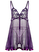 Plus Embroidery Lace & Mesh Slips With Thong