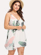 Plus Jungle Leaf Print Cami Dress