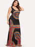 Plus Ornate Print Fitted Tank Dress