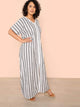 Plus Slit Hem Striped Maxi Dress