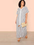 Plus Slit Hem Striped Maxi Dress