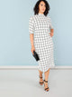 Plus Mock-Neck Grid Dress