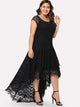  Plus Dip Hem Layered Floral Lace Dress