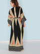  Plus Plunging Neck Bell Sleeve Geo Maxi Dress