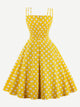 Polka Dot Knot Front Zip Back Flare Dress