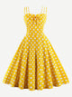 Polka Dot Knot Front Zip Back Flare Dress