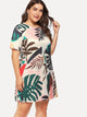 Plus Foliage Print Dress