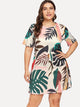 Plus Foliage Print Dress