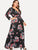 Plus Flower Print Long Sleeve Wrap Dress