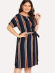 Plus Colorblock Striped Dress