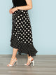 SHEIN Plus Polka Dot Print Ruffle Wrap Skirt