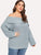 Plus Off Shoulder Fold Over Slim Fitted Jumper