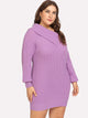 Plus Fold Over Asymmetrical Neck Solid Sweater Dress