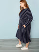 Plus Long Sleeve Striped Dress