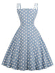 Polka Dot Knot Front Zip Back Flare Dress