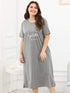 Plus Letter Print Split Side Night Dress