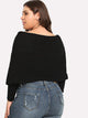 Plus Surplice Neck Solid Cape Jumper