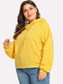 Plus Drawstring Solid Sweatshirt