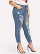 Plus Ripped Roll-Up Jeans