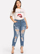 Plus Ripped Roll-Up Jeans